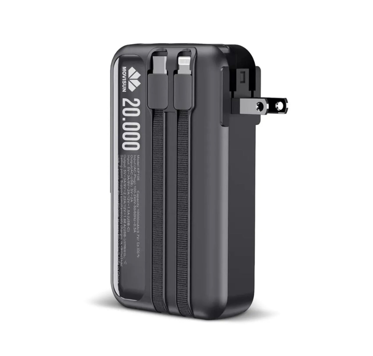 Power Bank Movisun R20 Plug 20000 mAh Carga Turbo 3 en 1