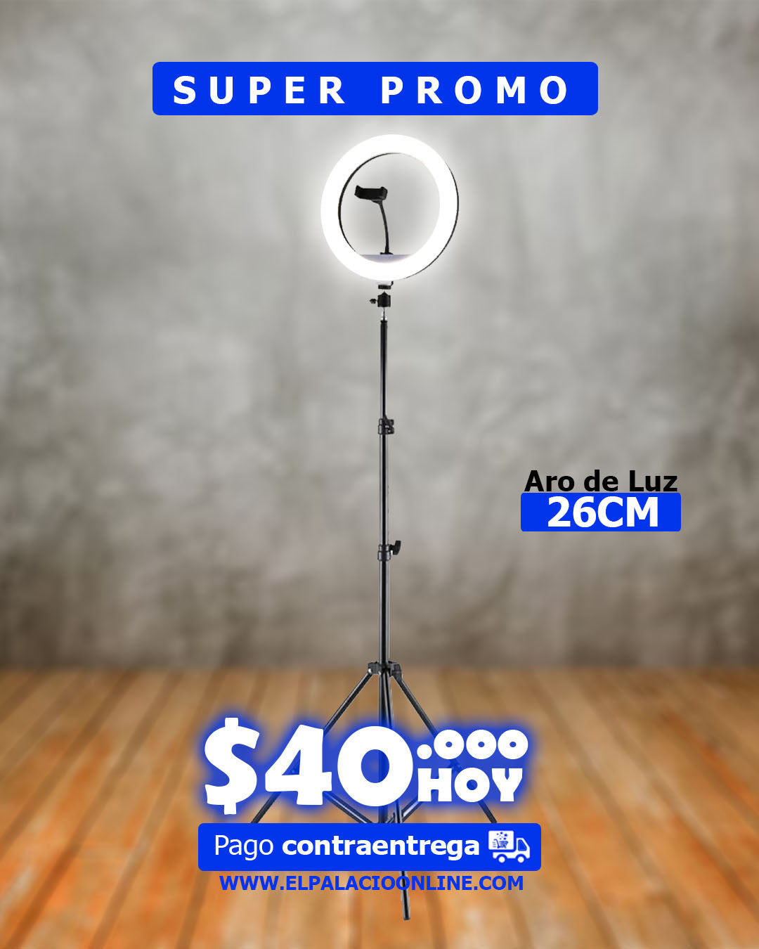 Aro De Luz 26cm HX-260 + Tripode 2Mt