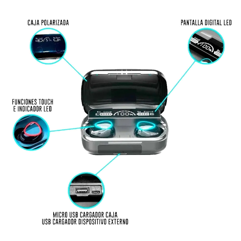 Auriculares M10 Pro Sonido Hi Fi + Power Bank