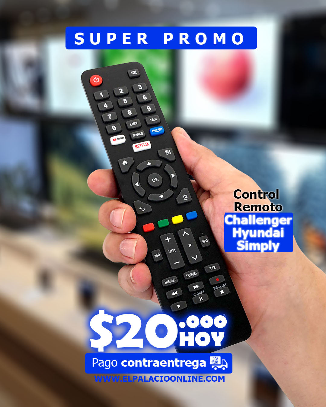 Control Remoto Para Televisor Challenger, Hyundai, Simply