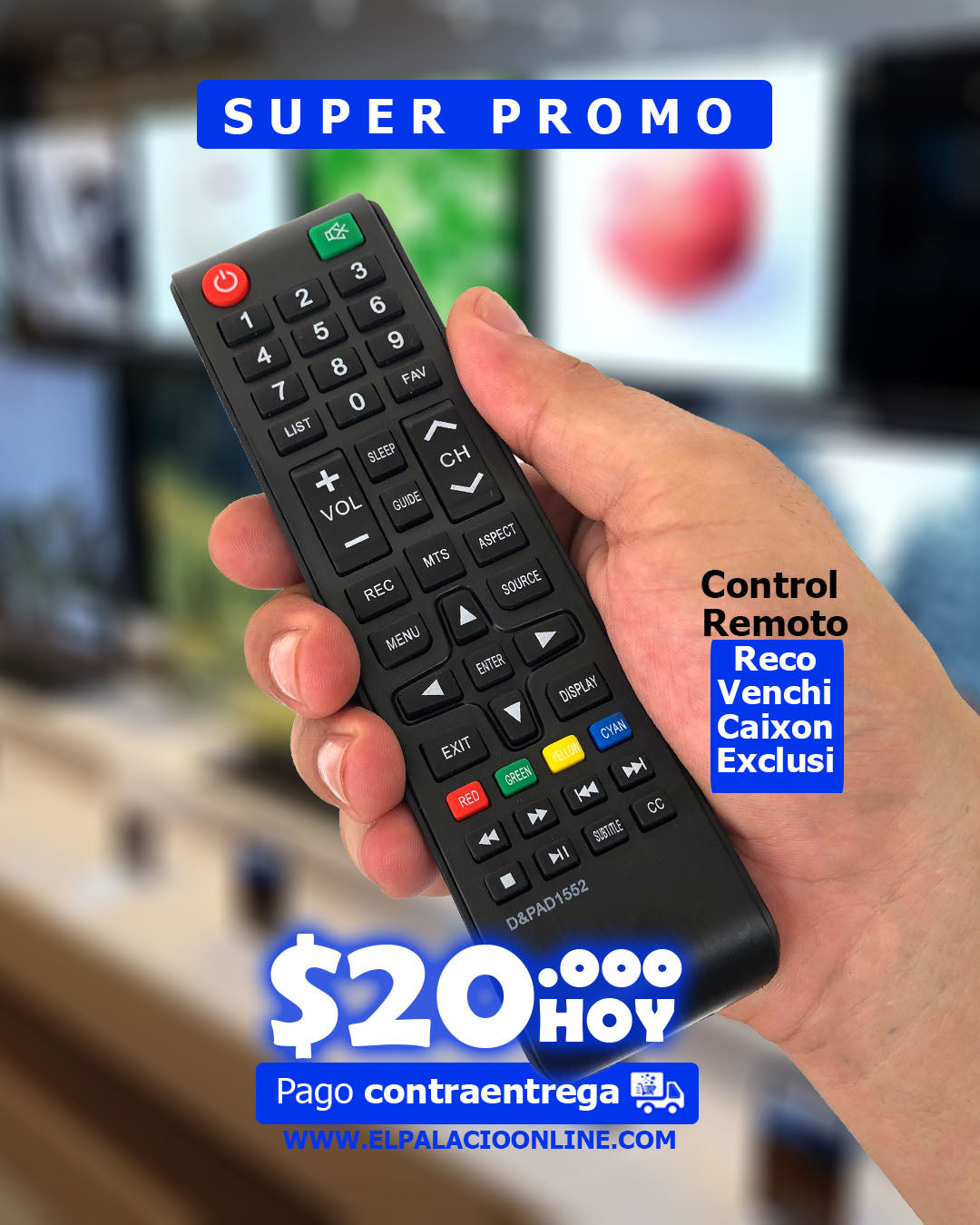 Control Remoto Para Televisor Reco Venchi Caixon Exclusi