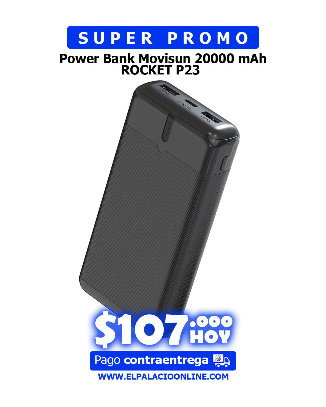 Power Bank Movisun 20000 mAh ROCKET P23